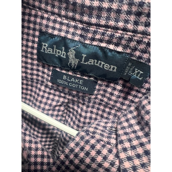 Ralph Lauren Blake Mens XL Button Down Shirt Pink Navy checked - Picture 2 of 4